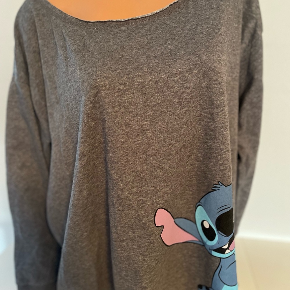 Torrid Gray Disney Lilo and Stitch Sweatshirt off the shoulder 2X